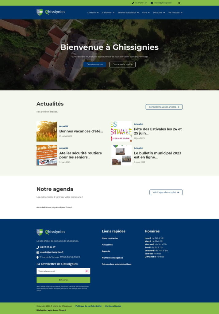 Homepage of the Ghissignies website